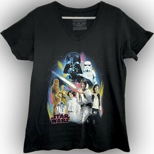 Disney Store Star Wars Original Cast Women's V-Neck T-Shirt Size X-Large